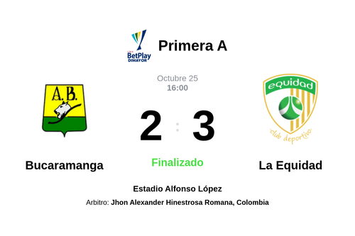 Resultado del partido Bucaramanga vs La Equidad