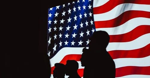 Silhouette of People Beside Usa Flag