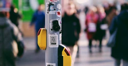 Stickers on a Metal Pole