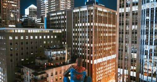 Spider Man on Top of Building