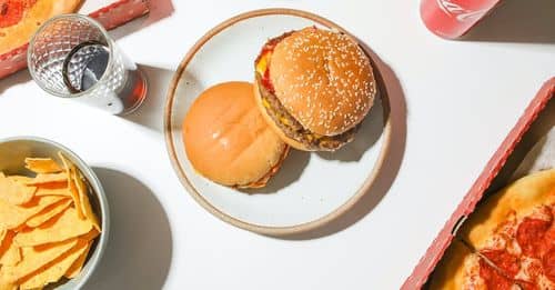 Burgers on White Ceramic Plate