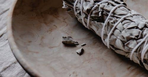 Ceramic Plate with White Sage Smudge Stick