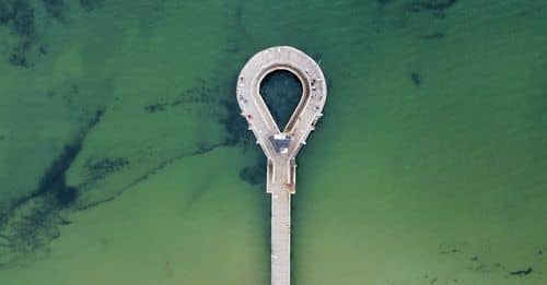 Drone Shot of Dock in the Ocean