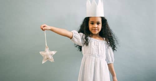 Cute black girl in Halloween princess costume