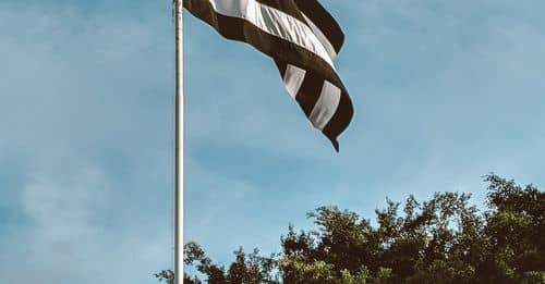 Football club flag on flagpole