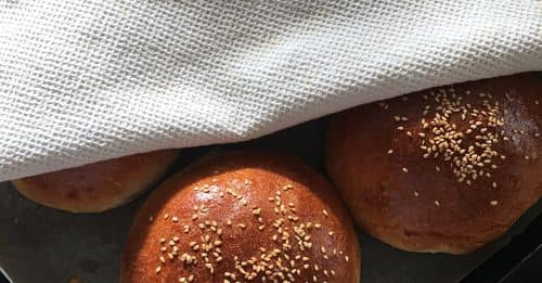 Overhead Shot of Hamburger Buns