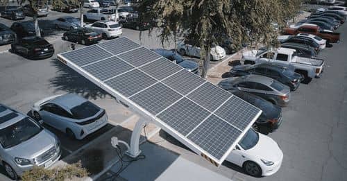 Solar Charging Station in the Parking Lot