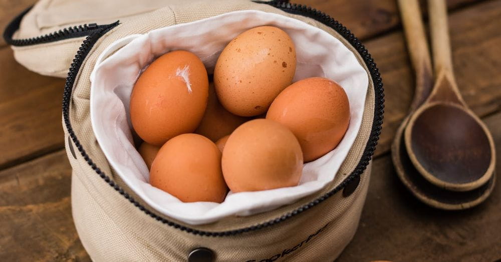 Beige Egg Inside a White Bag