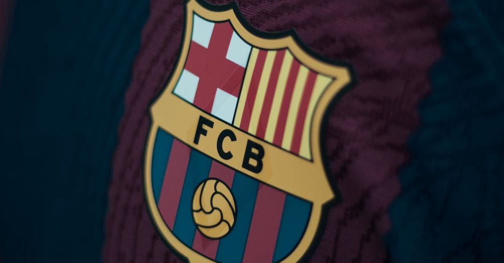 Close-up of a Logo of the FC Barcelona Football Club