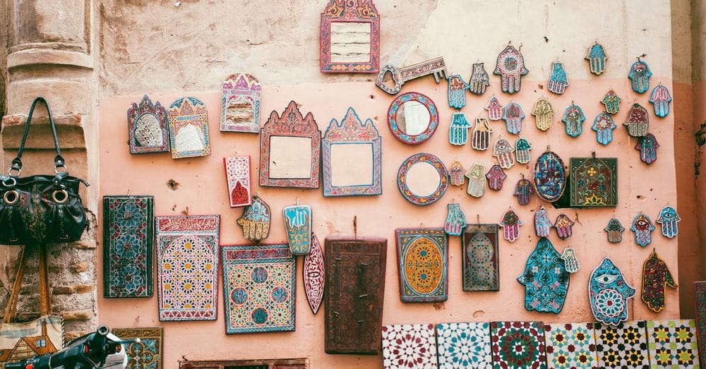 Traditional oriental decorative souvenirs presented in local market