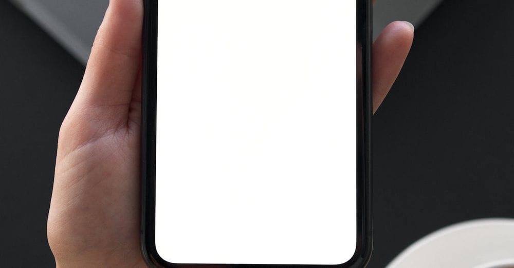 Person Holding Mobile Phone with Blank Screen 