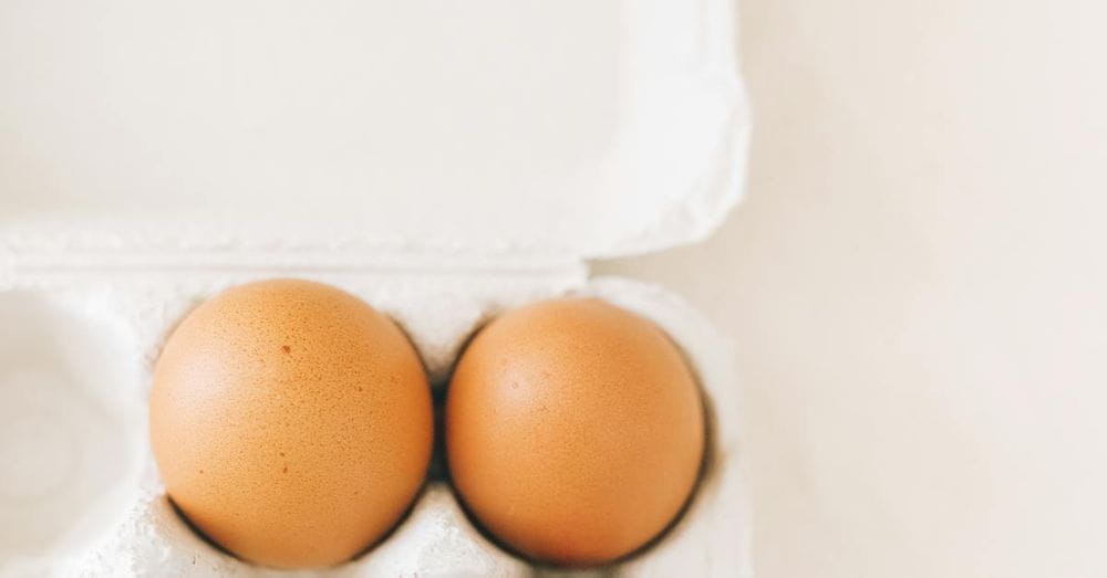 Three Brown Eggs In A Carton