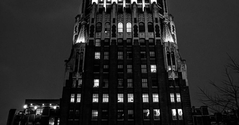 Grayscale Photo of the Bank of America Building in Baltimore